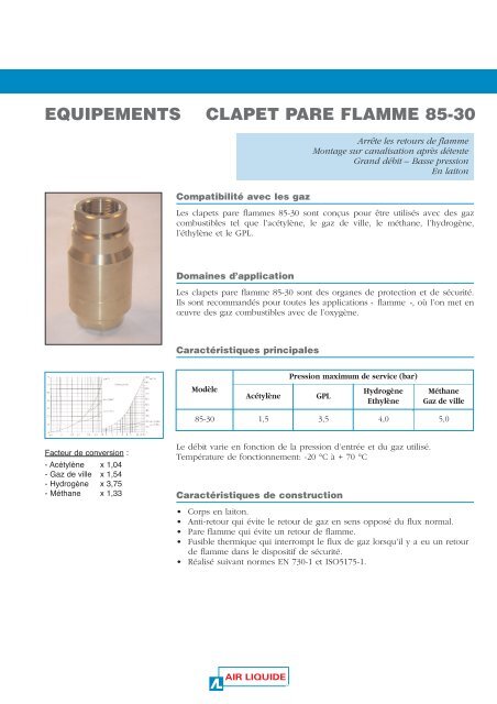 Clapet ARPF - Air Liquide