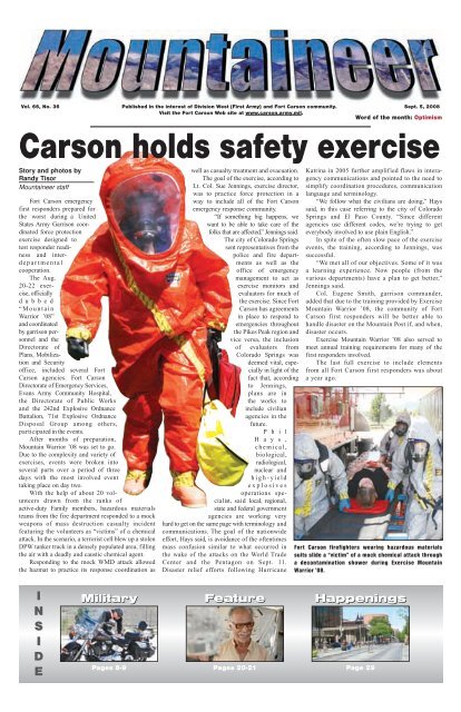 Carson holds safety exercise - Colorado Springs Military Newspaper ...