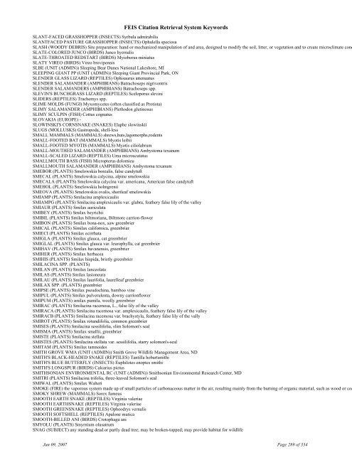 FEIS Citation Retrieval System Keywords - Fire Sciences Lab ...