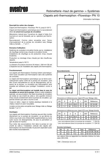 Clapets anti-thermosiphon «Flowstop» PN 10