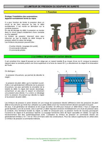 LE LIMITEUR DE PRESSION OU SOUPAPE DE SURETÉ 1 ...