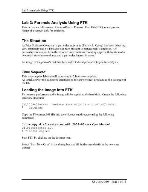 Forensic Analysis Using FTK