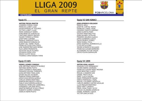 Equip V1 Equip V2 SAN IGNACI Equip V3 AES ... - FC Barcelona