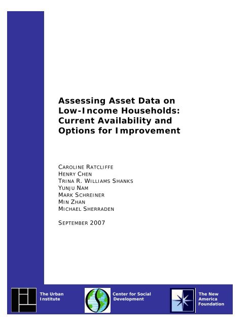 Assessing Asset Data on Low-Income Households - Urban Institute