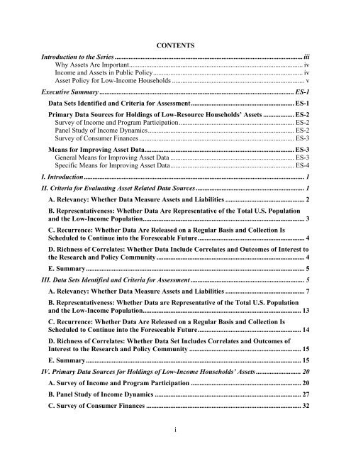 Assessing Asset Data on Low-Income Households - Urban Institute