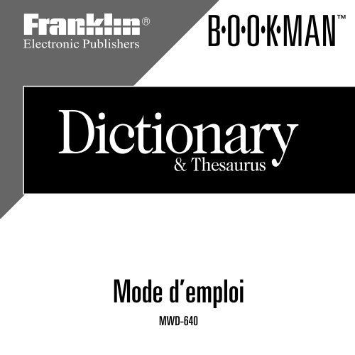 Dictionary - Franklin Electronic Publishers, Inc.
