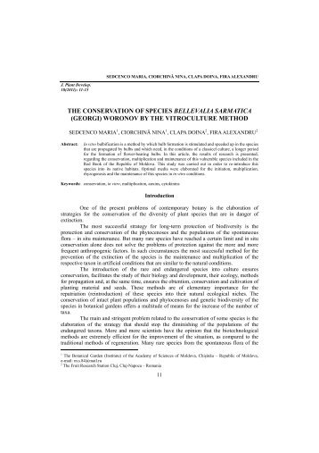 the conservation of species bellevalia sarmatica - Journal of Plant ...