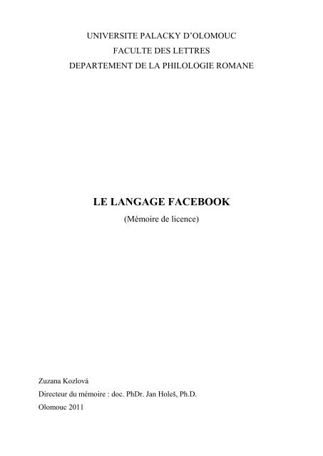 Le Langage Facebook Theses