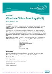 Chorionic Villus Sampling (CVS) - Liverpool Womens NHS ...