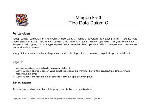 Tipe Data Dalam C - cs.unsyiah.ac.id. - Universitas Syiah Kuala