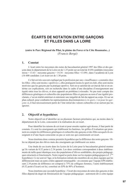 écarts de notation entre garçons et filles dans