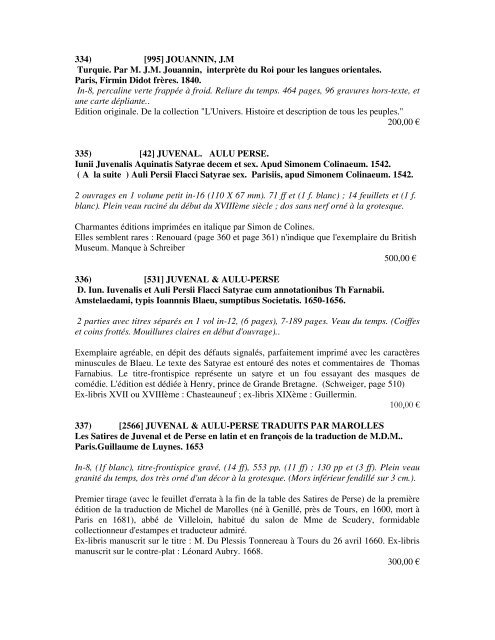 le catalogue pdf cliquez - Bibliorare