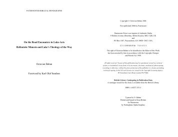 On the Road Encounters in Luke-Acts Hellenistic Mimesis and ...