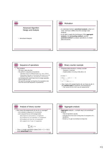 Advanced Algorithm Design and Analysis Motivation Sequence of ...