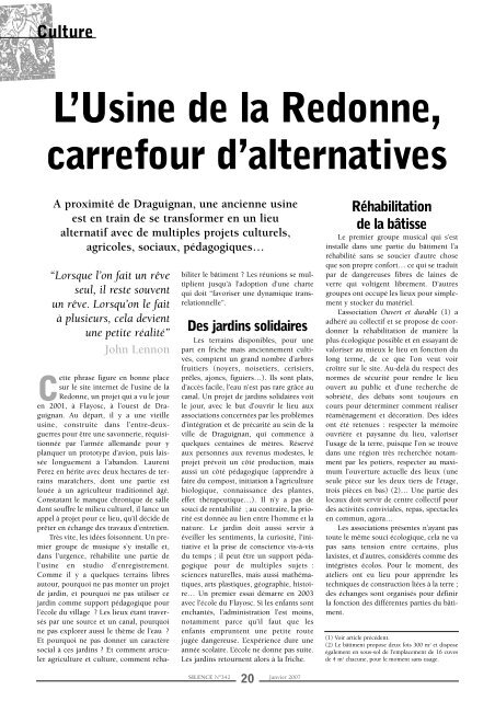 Alternatives : Var et Alpes-Maritimes Alternatives - Silence