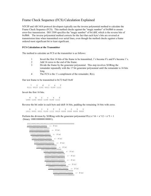 Frame Check Sequence (FCS) Calculation Explained