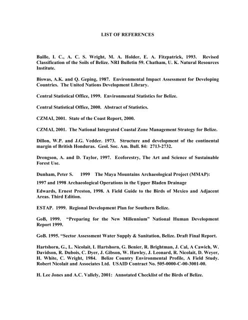 LIST OF REFERENCES Baille, I. C., A. C. S. Wright, M. A. Holder ...