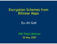 Encryption Schemes from Bilinear Maps - Eu-Jin Goh