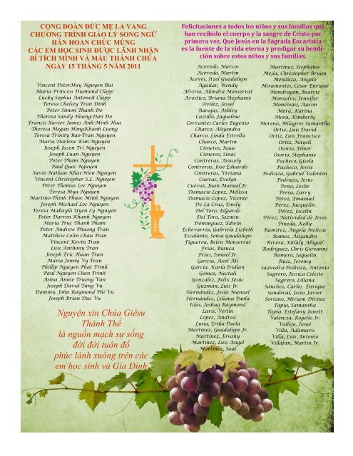 May 15, 2011 - Our Lady of Lavang Parish