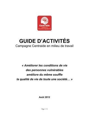 Guide des activités - Centraide - Québec et Chaudière-Appalaches