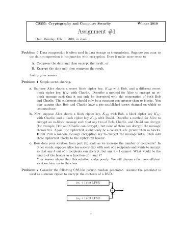 Assignment #1 - Stanford Crypto Group