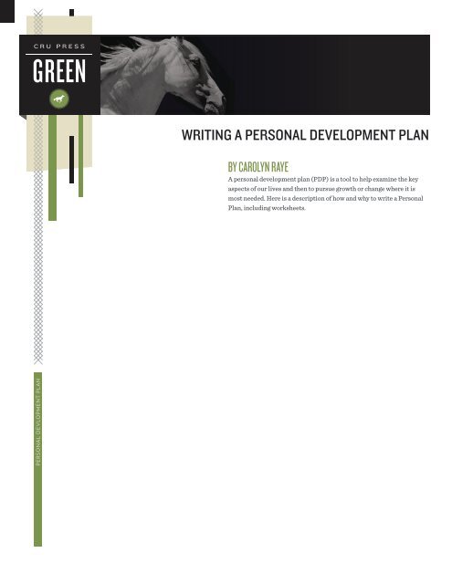 WRITING A PERSONAL DEVELOPMENT PLAN - Cru Press Green