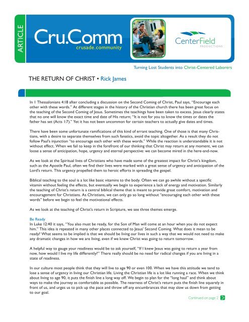 The Return of Christ, by Rick James - Cru Press Green
