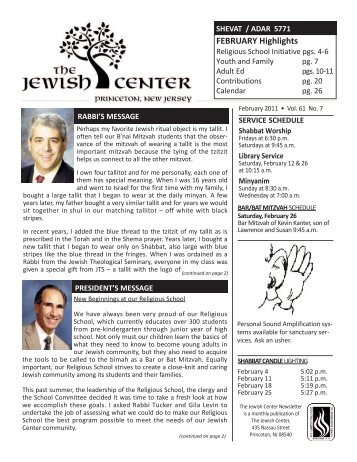 February 2011 - The Jewish Center