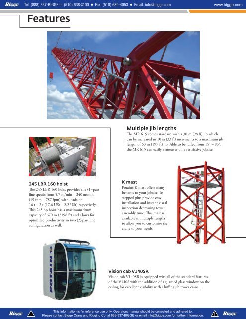 Potain MR 615 Product Guide - Manitowoc Cranes