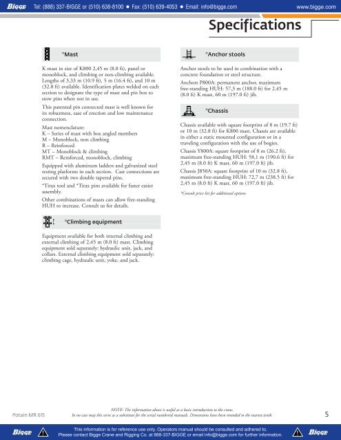 Potain MR 615 Product Guide - Manitowoc Cranes