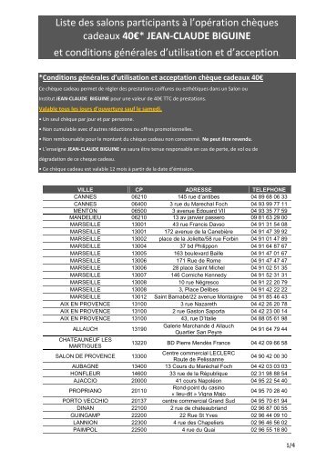 Liste des salons participants à l'opération chèques cadeaux 40 ...