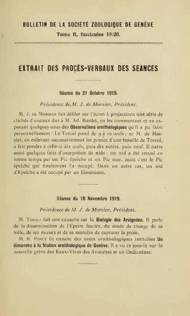 En voici des archives - Société Zoologique de Genève