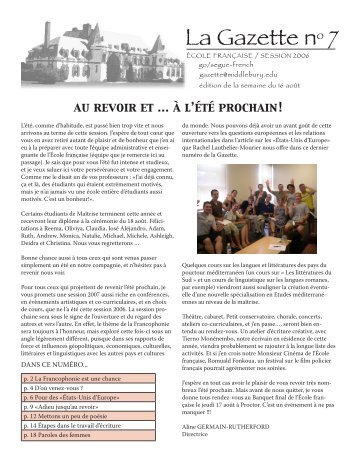 La Gazette nº 7 - Middlebury College