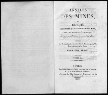 ANNALES - Journal des mines et Annales des mines 1794-1881.