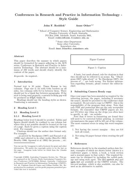 Example LaTeX pdf File For CRPIT Papers Conferences In 