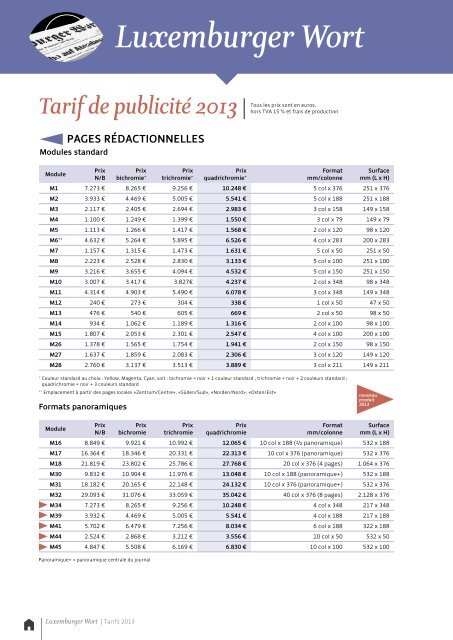 Tarifs 2013 - Regie.lu