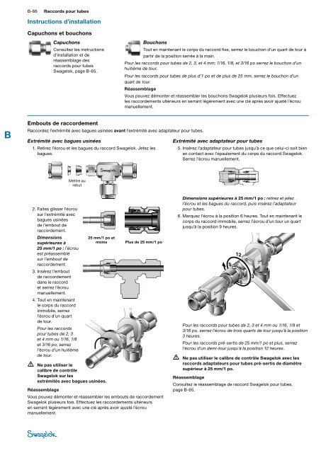 Raccords pour tubes et raccords adaptateurs contrôlables - Swagelok