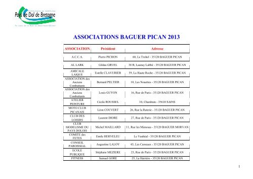 associations baguer pican 2013 - Pays de Dol de Bretagne et de la ...