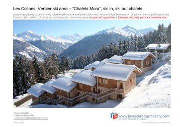 Les Collons, Verbier ski area – “Chalets Mura”, ski in, ski out chalets