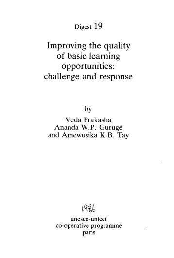 Improving the quality of basic learning ... - unesdoc - Unesco