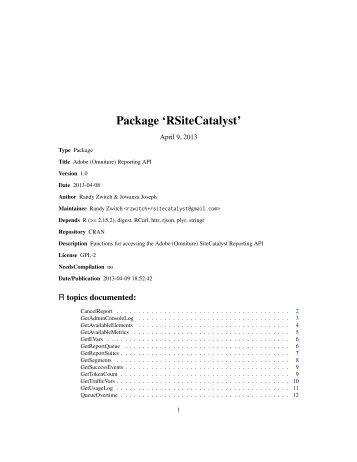 Package 'RSiteCatalyst'