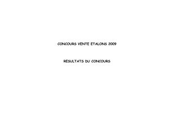 CONCOURS VENTE ETALONS 2009 RESULTATS DU CONCOURS