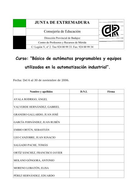 lista de admitidos a básico de autómatas ... - CPR de Mérida