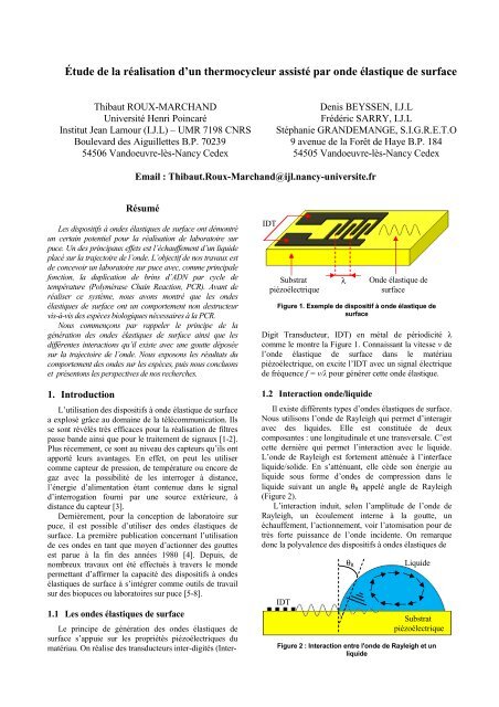 Étude de la réalisation d'un thermocycleur assisté par onde ... - Cnfm