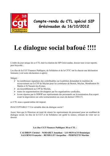 Le dialogue social bafoué - Syndicat CGT des Finances Publiques ...