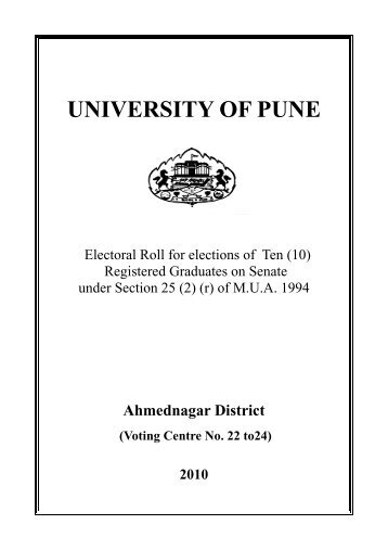 UNIVERSITY OF PUNE - Pune University Elections - University of ...
