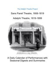 Vol II: Sans Pareil/Adelphi Theatres—Seasonal Digests: 1806-1899