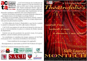 Programme - ACTA82 LE THEATRE AMATEUR en TARN ET ...