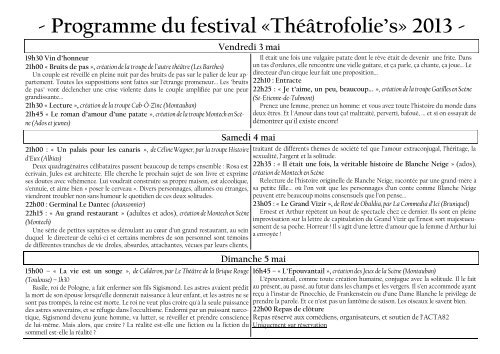 Programme - ACTA82 LE THEATRE AMATEUR en TARN ET ...