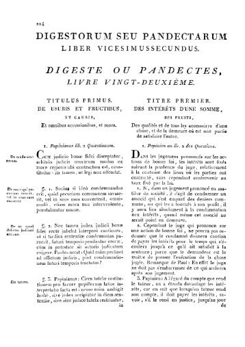 digeste ou pandectes, livre vingt-deuxième. - Histoire du droit